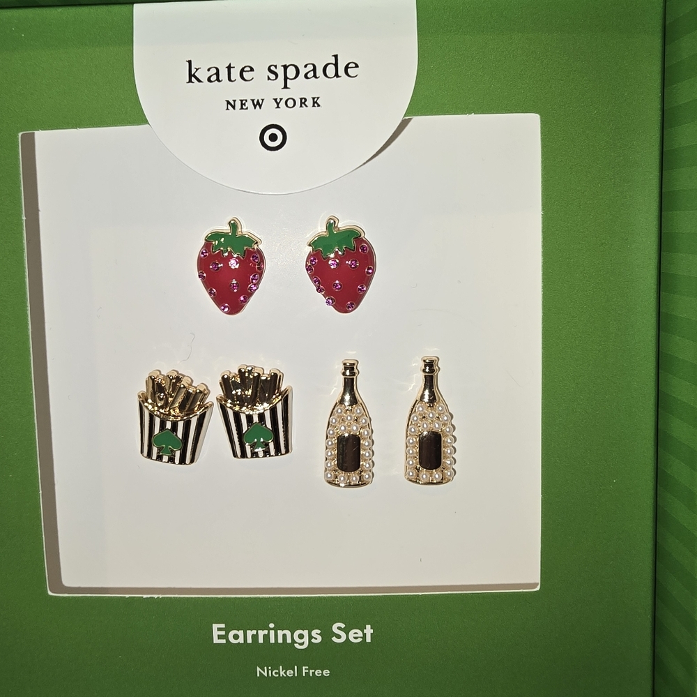 Kate Spade X Target Red and Gold Earrings Trio Colab - Picture 4 of 4